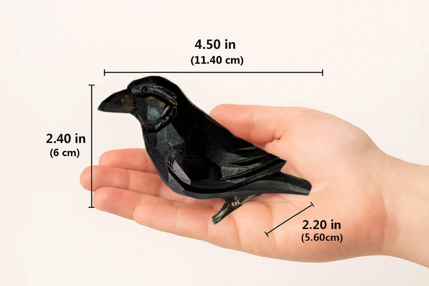 Raven Clip‑On Wooden Ornament - Gift Box Included
