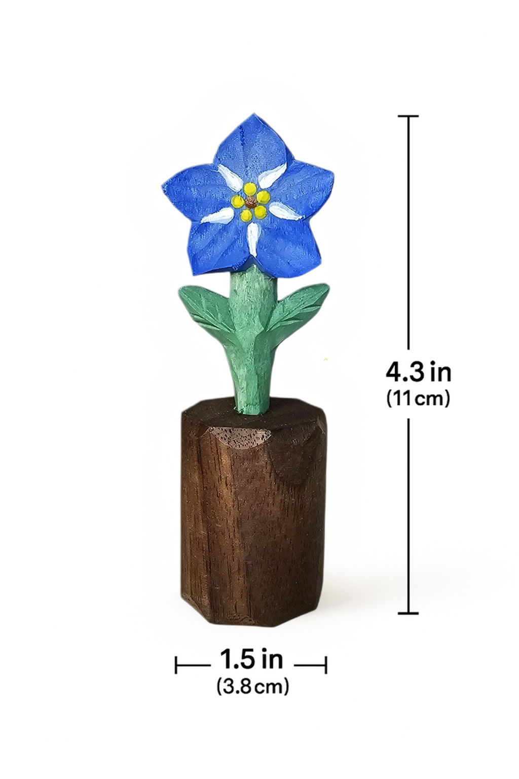 Forget‑Me‑Not Wooden Flower Figurine - Gift Box Included