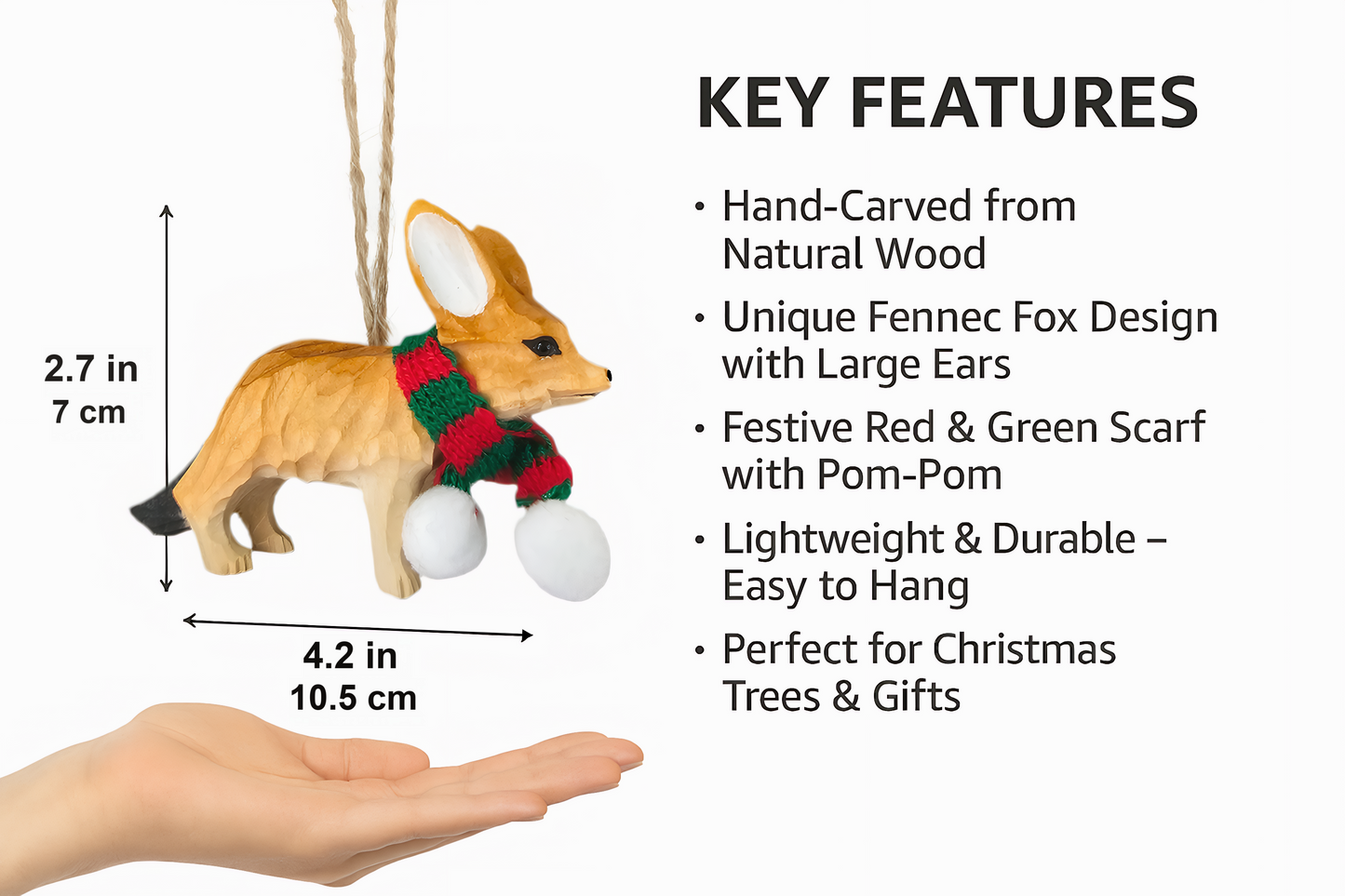 Fennec Fox Christmas Ornament – Gift Box Included