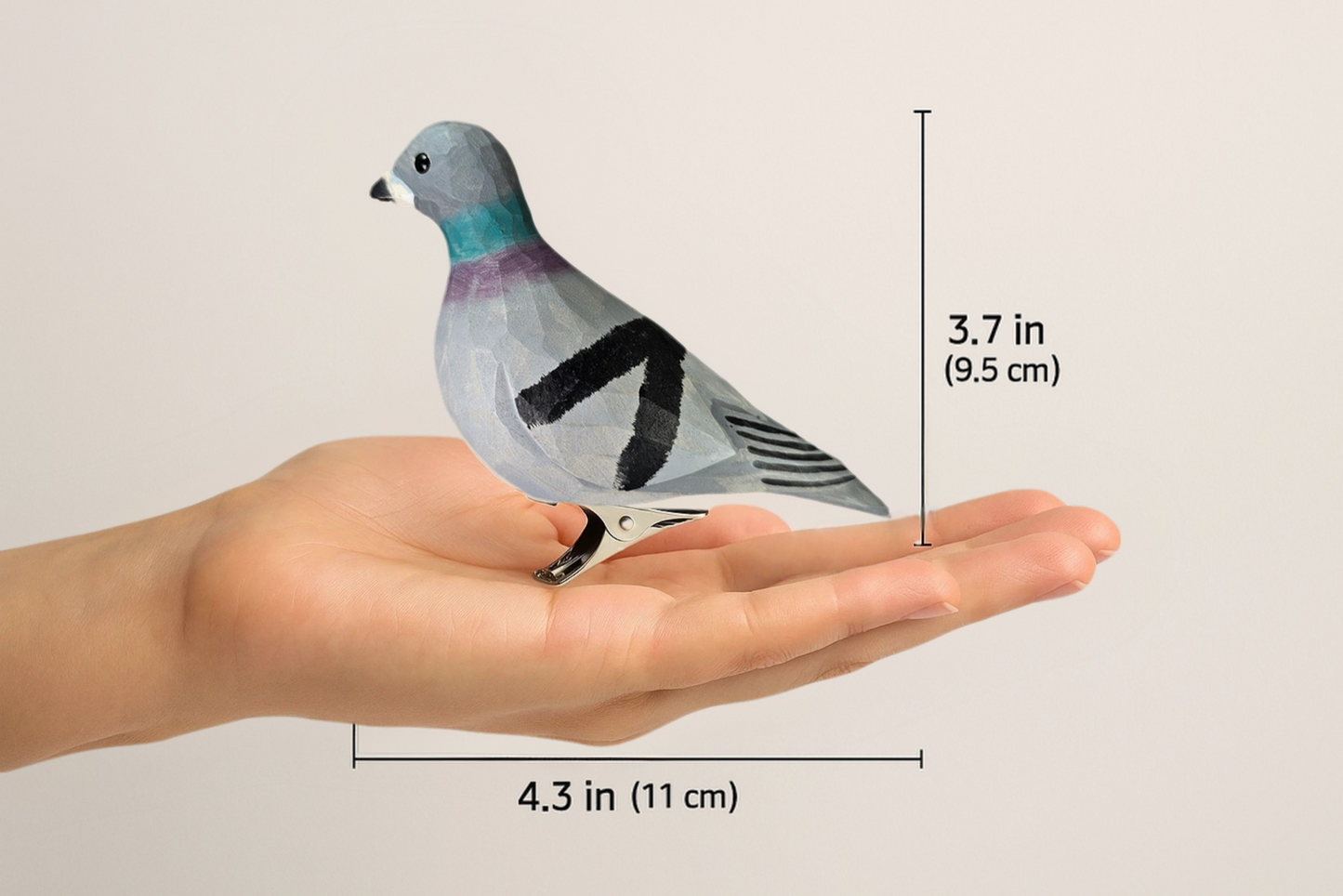 Pigeon Clip‑On Wooden Ornament – Gift Box Included
