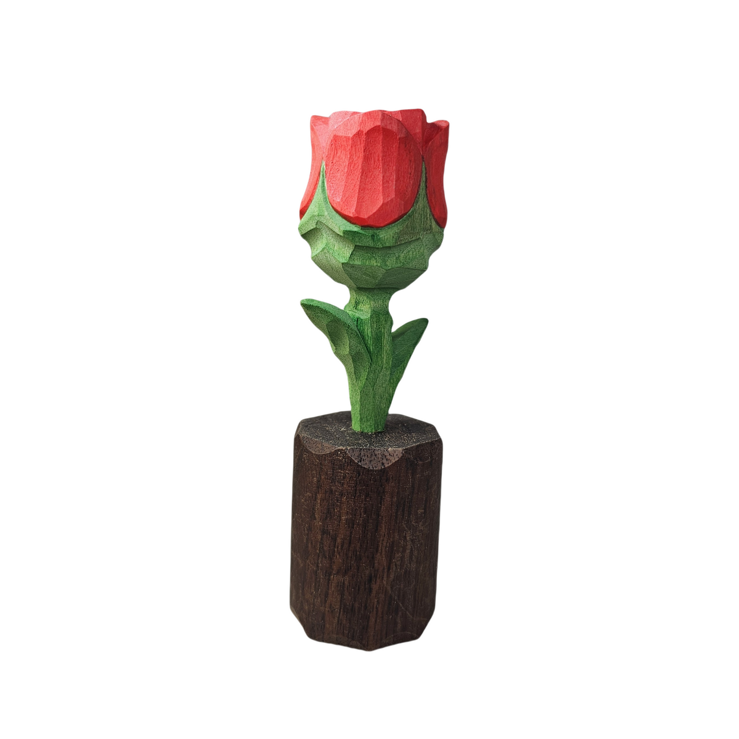 Rose Wooden Flower Figurine - Gift Box Included