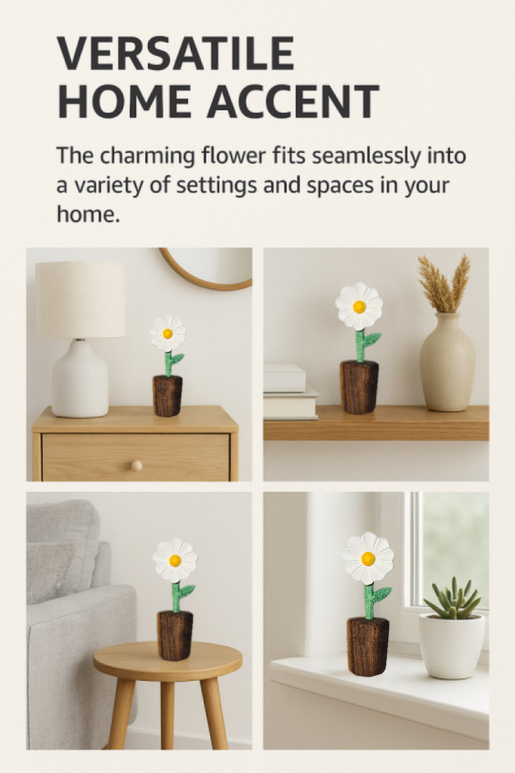 Daisy Wooden Flower Figurine - Gift Box Included