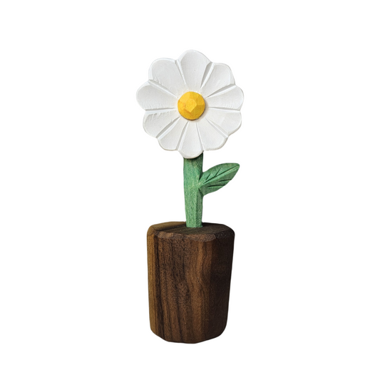 Daisy Wooden Flower Figurine - Gift Box Included