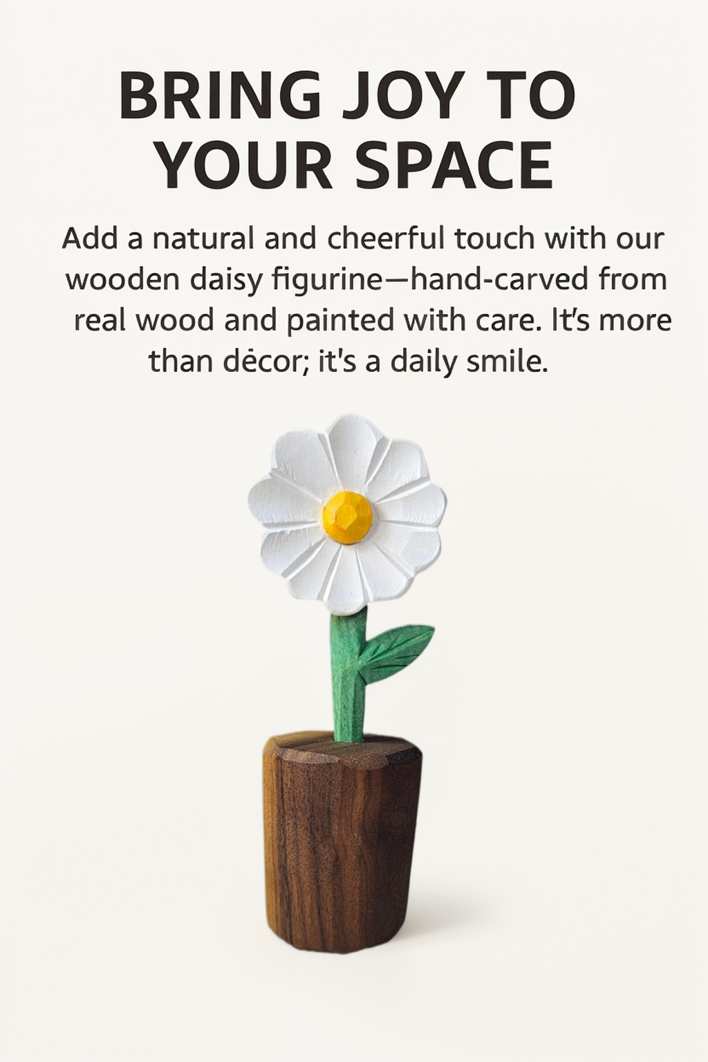 Daisy Wooden Flower Figurine - Gift Box Included