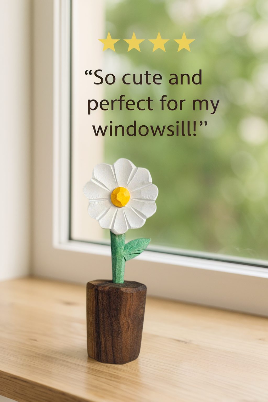 Daisy Wooden Flower Figurine - Gift Box Included