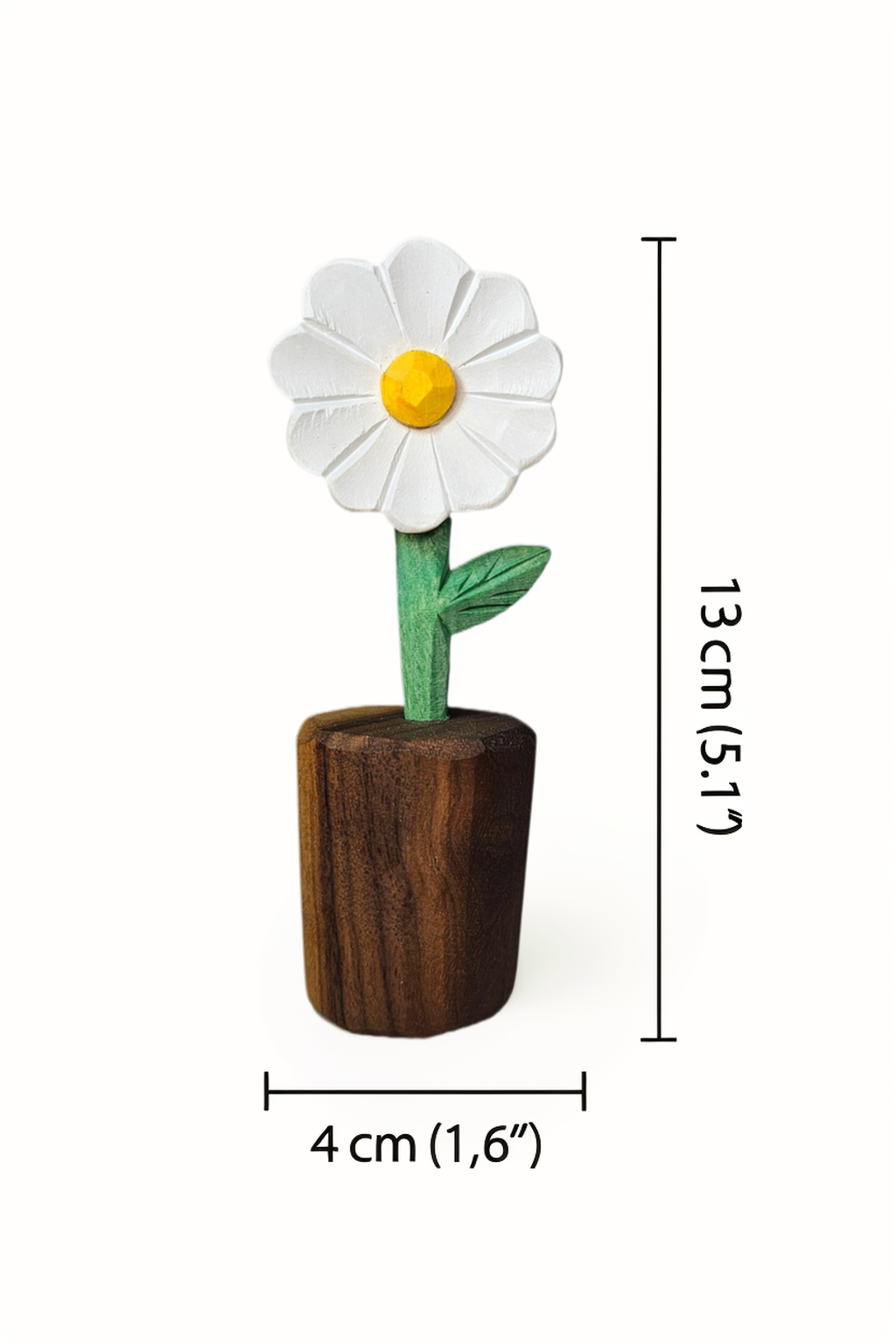 Daisy Wooden Flower Figurine - Gift Box Included