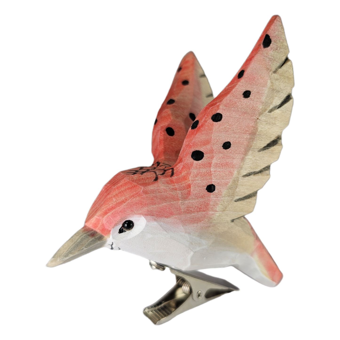 Hummingbird Clip‑On Wooden Ornament - Hand‑Carved, Hand‑Painted, Gift Box Included