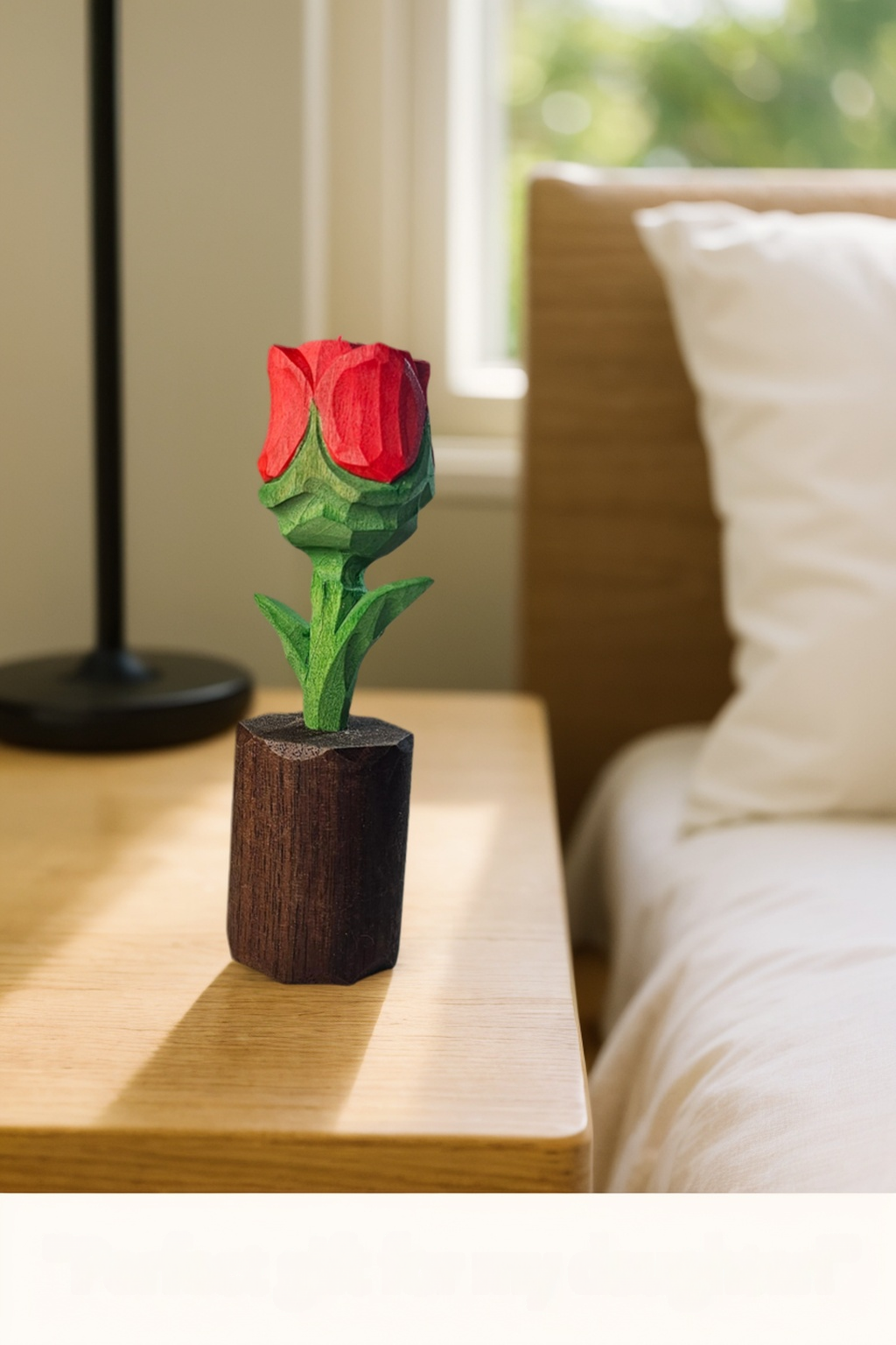 Rose Wooden Flower Figurine - Gift Box Included