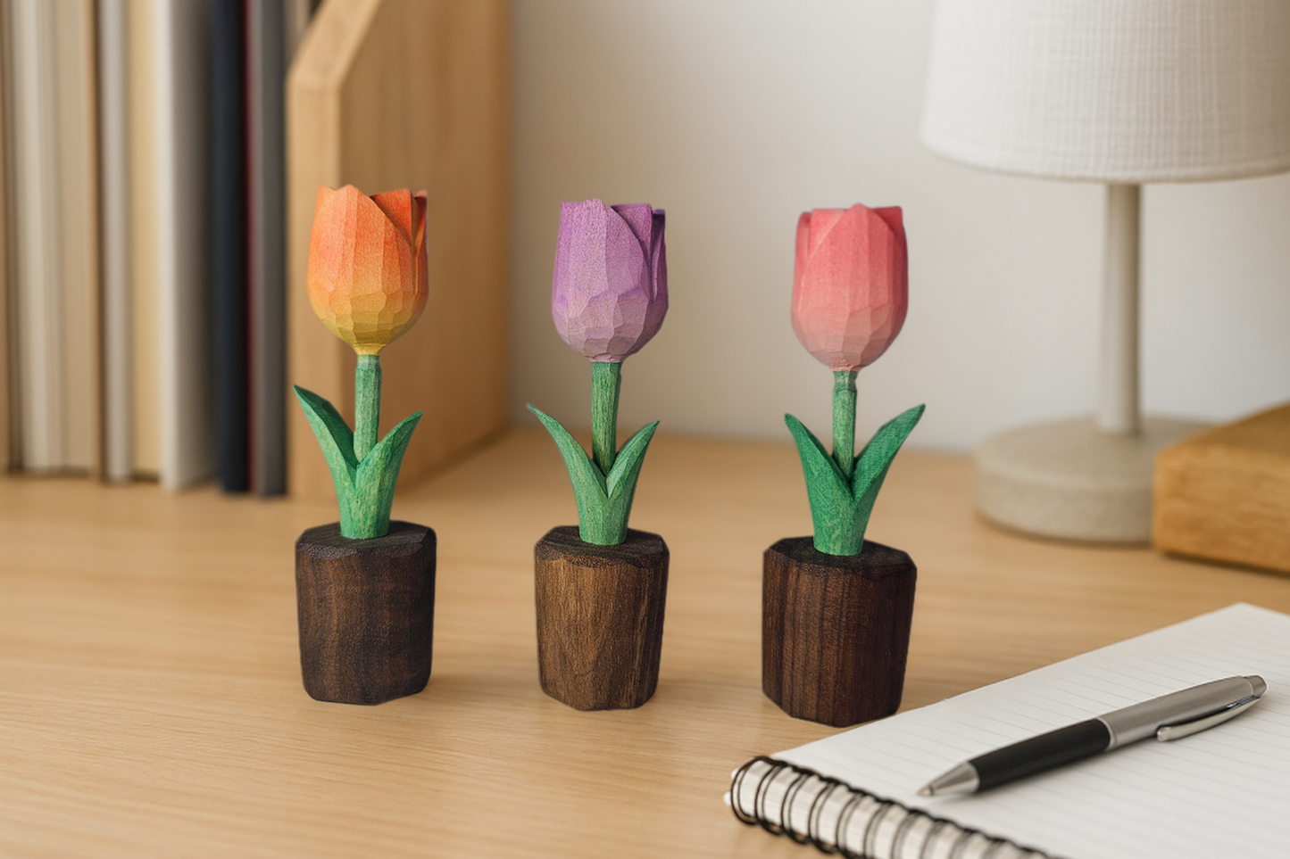 Tulip Wooden Flower Figurine - Gift Box Included