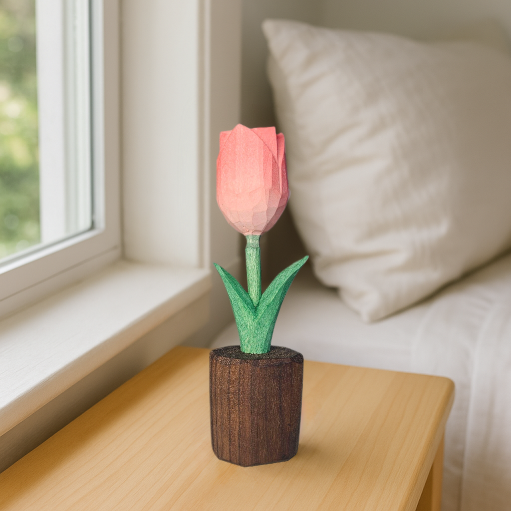 Tulip Wooden Flower Figurine - Gift Box Included