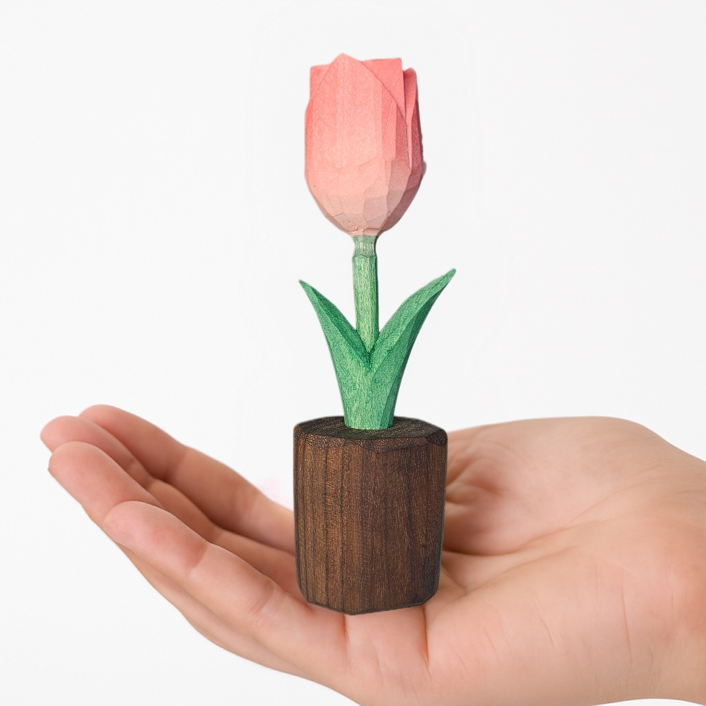 Tulip Wooden Flower Figurine - Gift Box Included