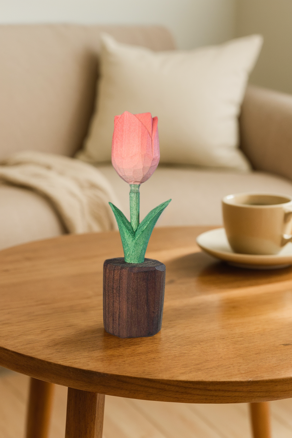 Tulip Wooden Flower Figurine - Gift Box Included