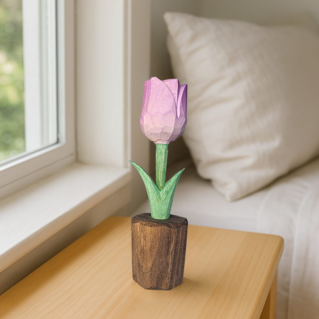 Tulip Wooden Flower Figurine - Gift Box Included