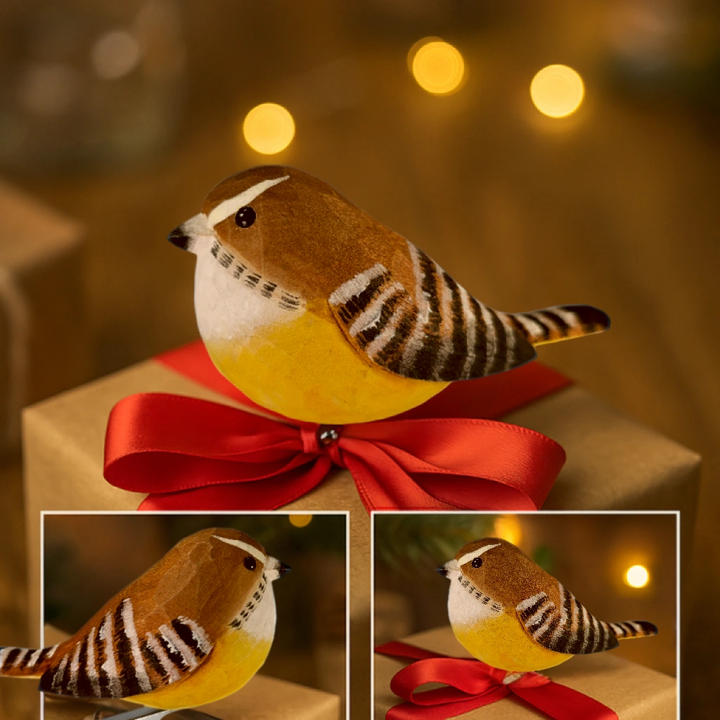 Carolina Wren Clip‑On Wooden Ornament – Gift Box Included