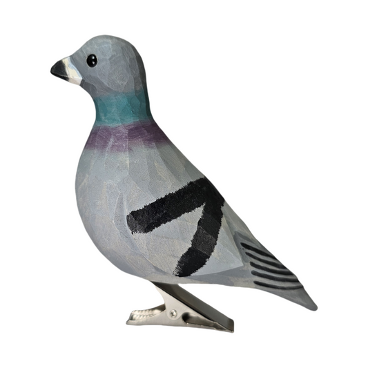 Pigeon Clip‑On Wooden Ornament – Gift Box Included