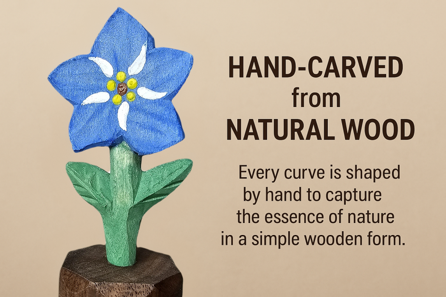 Forget‑Me‑Not Wooden Flower Figurine - Gift Box Included