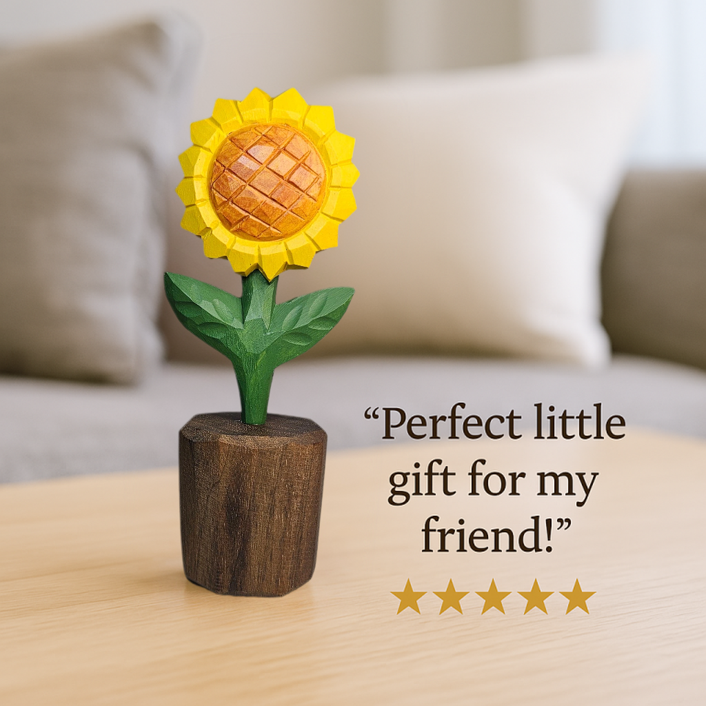 Sunflower Wooden Figurine - Gift Box Included