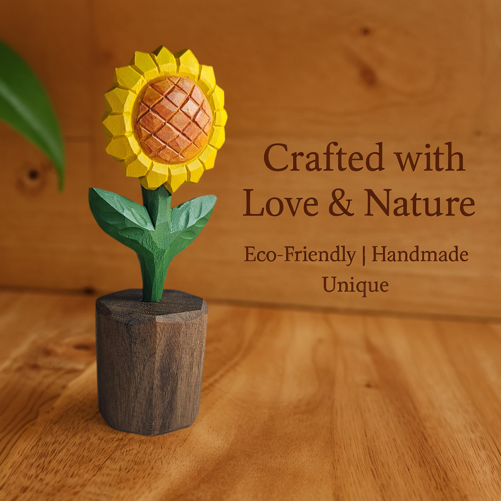 Sunflower Wooden Figurine - Gift Box Included