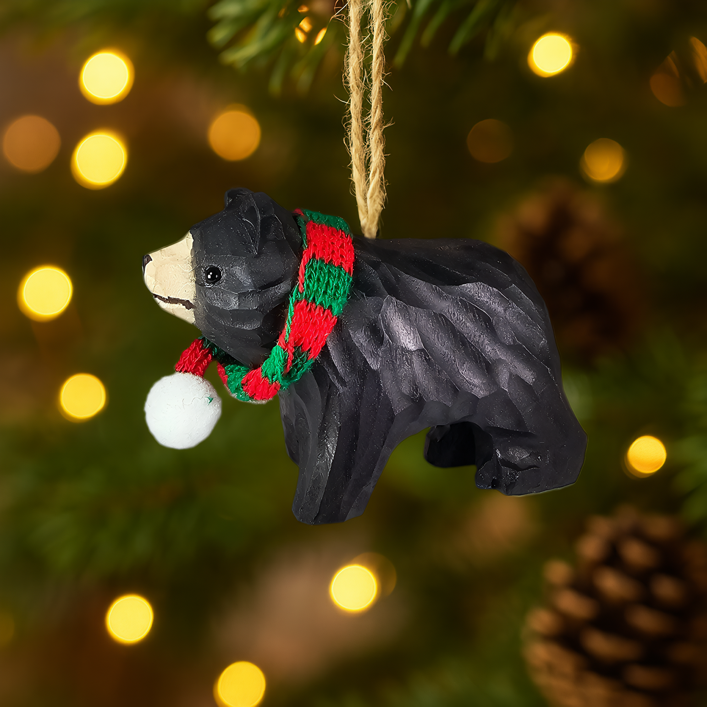 Bear Ornament with Festive Scarf – Gift Box Included