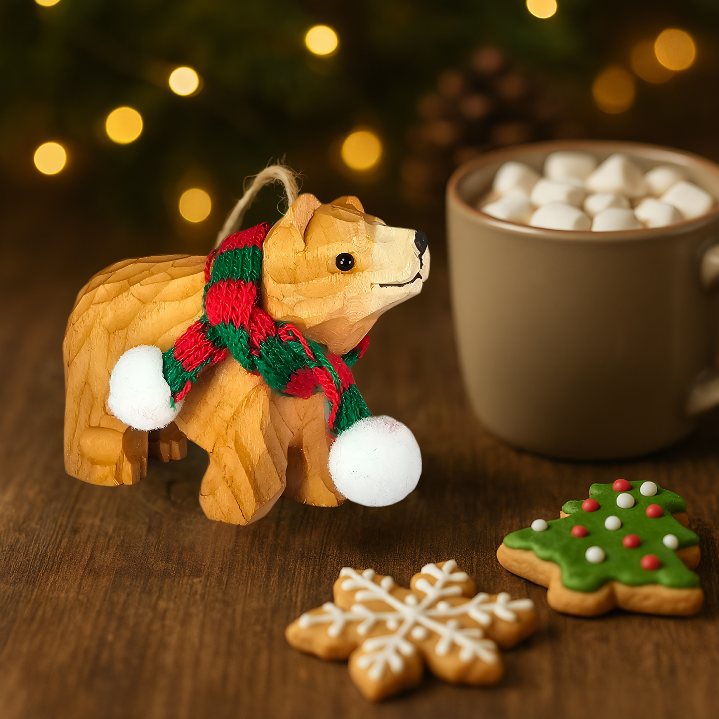 Bear Ornament with Festive Scarf – Gift Box Included