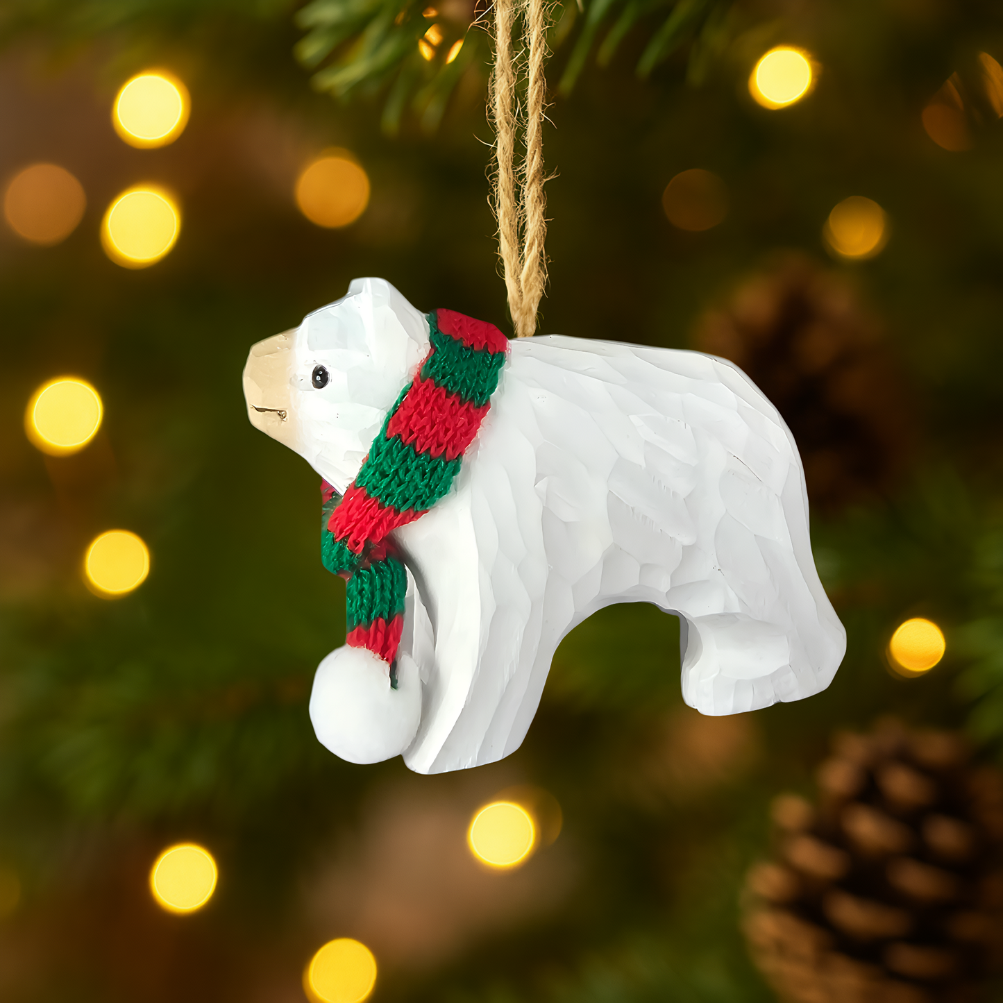 Bear Ornament with Festive Scarf – Gift Box Included