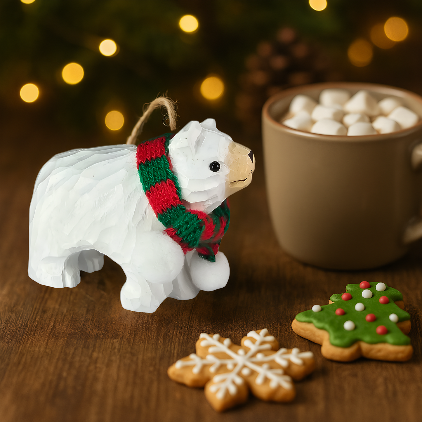 Bear Ornament with Festive Scarf – Gift Box Included