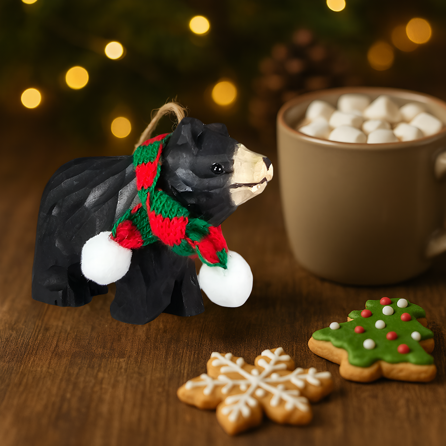 Bear Ornament with Festive Scarf – Gift Box Included