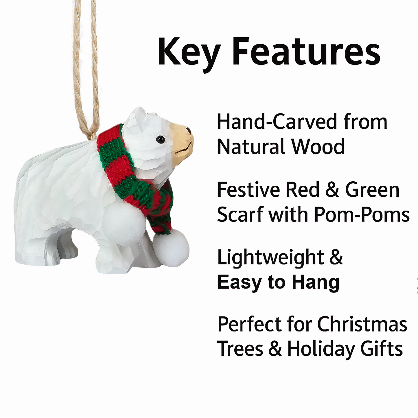 Bear Ornament with Festive Scarf – Gift Box Included