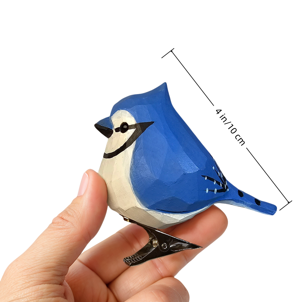 Blue Jay Clip‑On Wooden Ornament - Gift Box Included