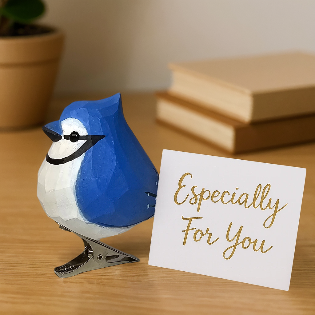Blue Jay Clip‑On Wooden Ornament - Gift Box Included
