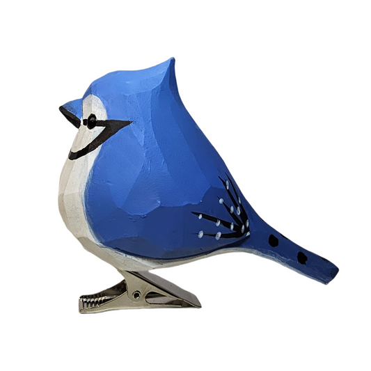 Blue Jay Clip‑On Wooden Ornament - Gift Box Included