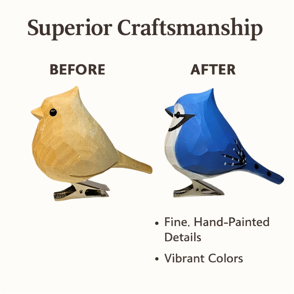 Blue Jay Clip‑On Wooden Ornament - Gift Box Included