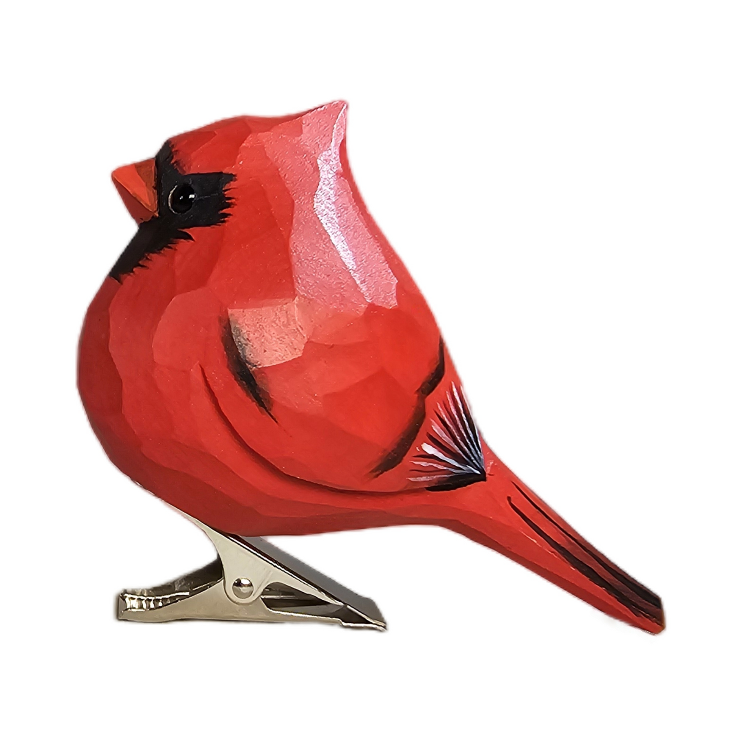 Cardinal Clip‑On Wooden Ornament (Male) - Gift Box Included