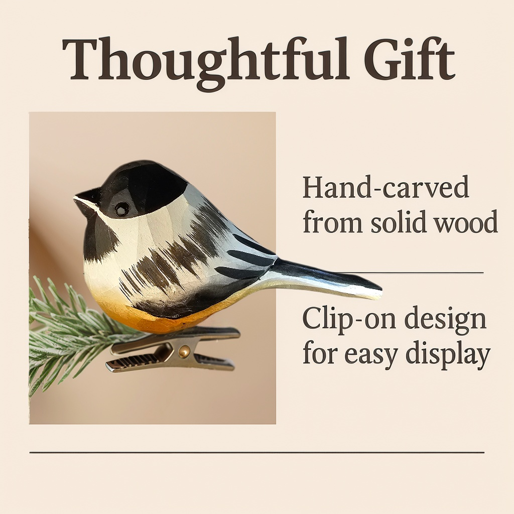 Chickadee Clip‑On Wooden Ornament - Gift Box Included