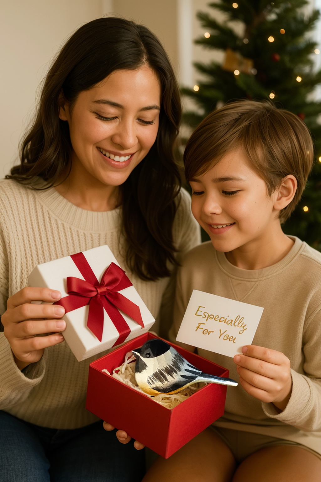 Chickadee Clip‑On Wooden Ornament - Gift Box Included