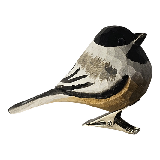 Chickadee Clip‑On Wooden Ornament - Gift Box Included