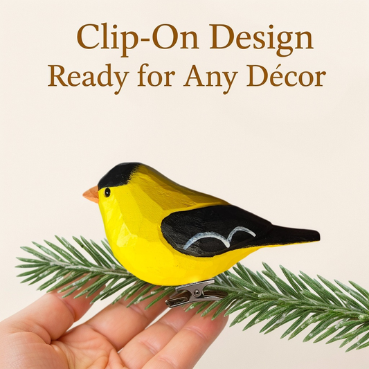 Goldfinch Clip‑On Wooden Ornament - Gift Box Included