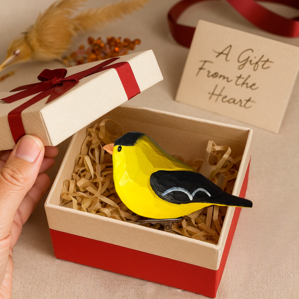 Goldfinch Clip‑On Wooden Ornament - Gift Box Included