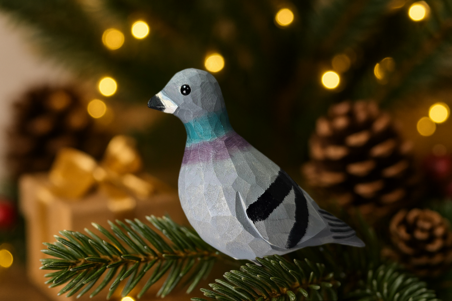 Pigeon Clip‑On Wooden Ornament – Gift Box Included