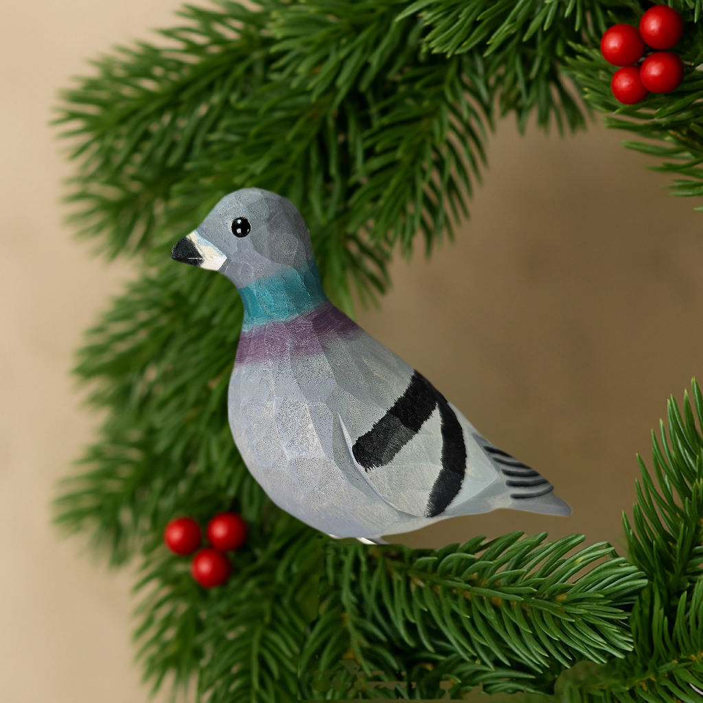 Pigeon Clip‑On Wooden Ornament – Gift Box Included