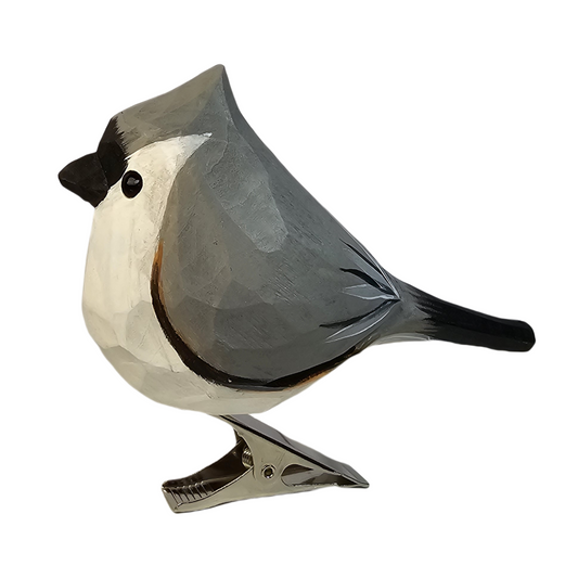 Tufted Titmouse Clip‑On Wooden Ornament - Gift Box Included